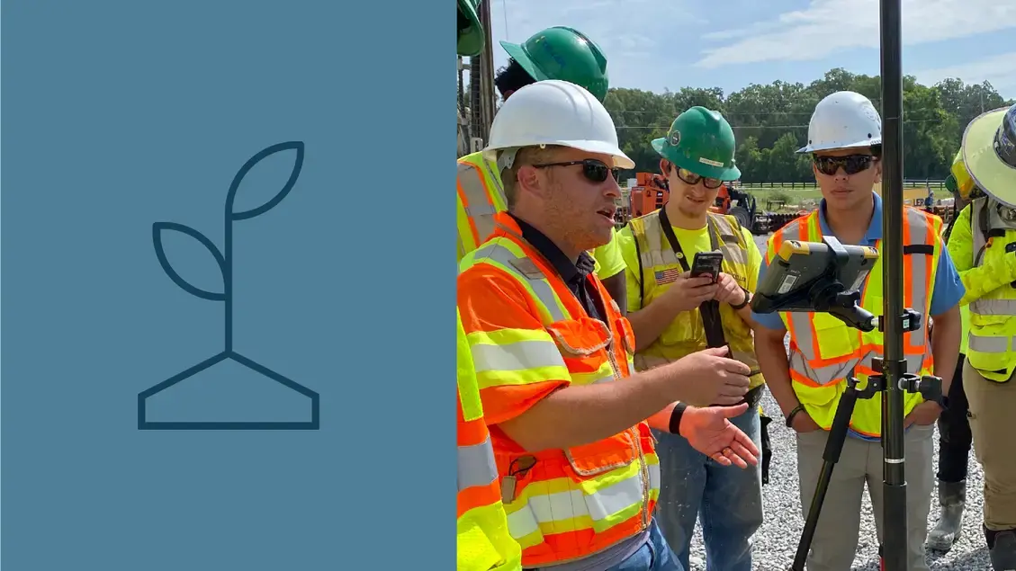 Employees at a briefing session on site