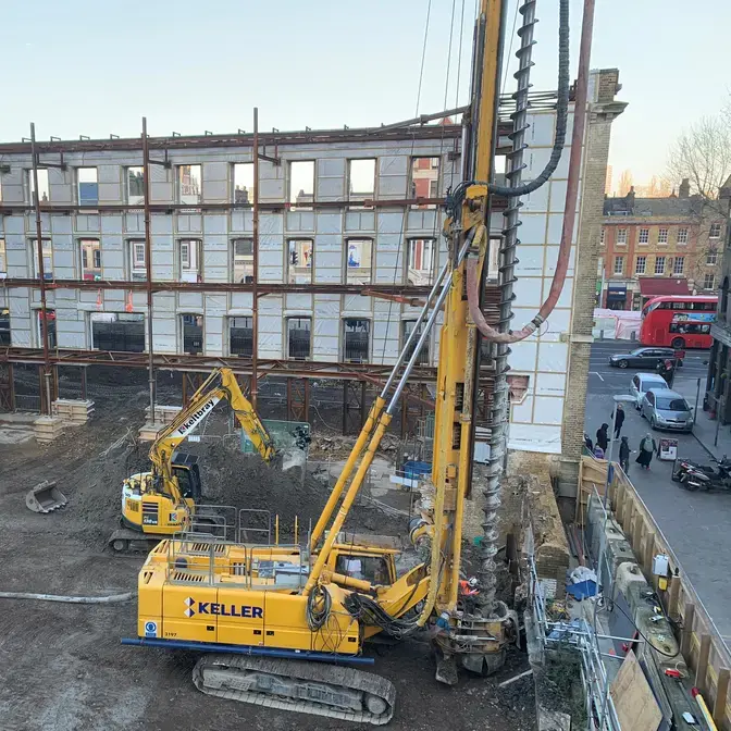 Installing CFA piles for a housing development in Tower Hamlets, London