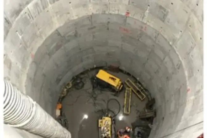 Grouting in one of the shafts at Woodsmith Mine
