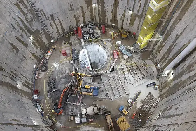 An overhead view of the shaft