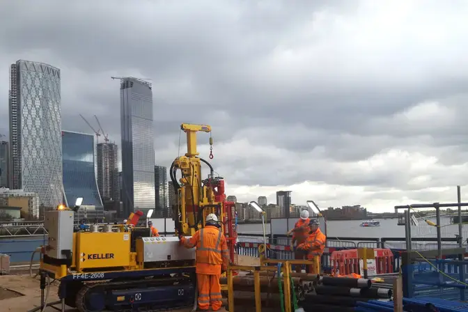 Work at Duke Shore Wharf by the River Thames