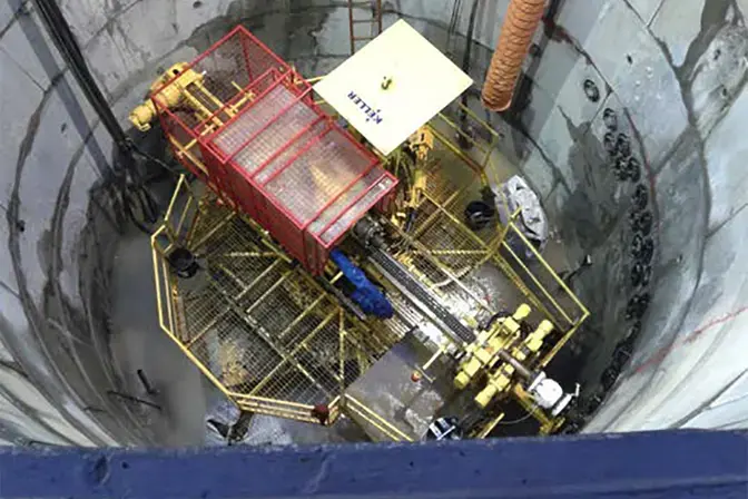 A Keller rig installing TaM pipes in the shaft