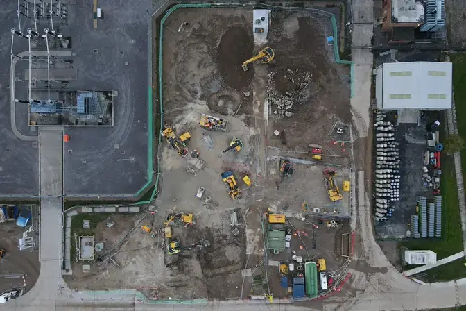 An aerial view of the site