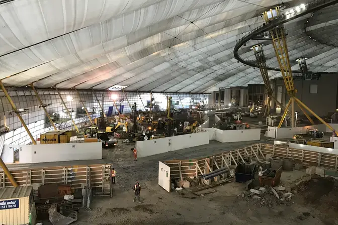 Work going on inside the O2 Arena