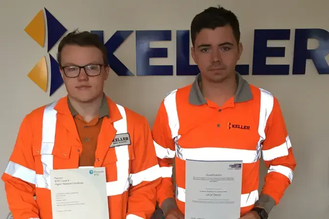 Dominic Ward and Jack Price with their qualifications