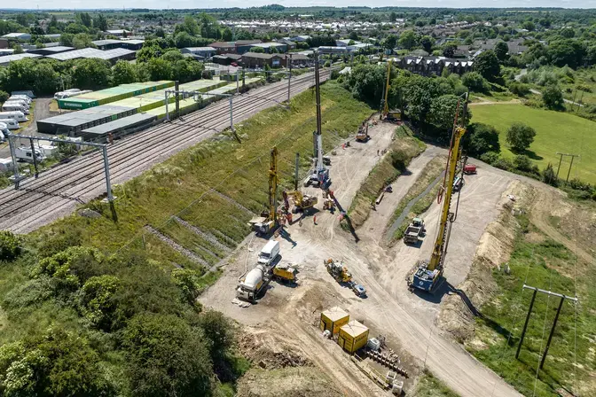 Keller rigs working by the East Coast Mainline