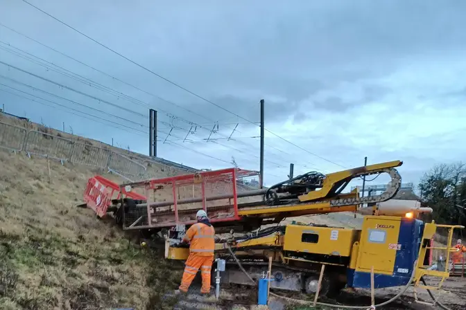 Keller working beside the railway line at Morpeth