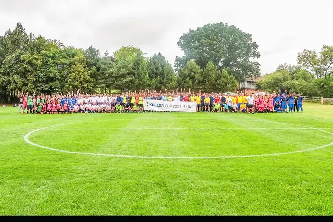 The teams line-up for a pre-tournament photo