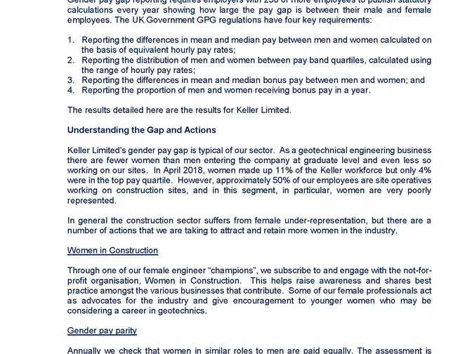 Keller Gender Pay Gap Report 2018