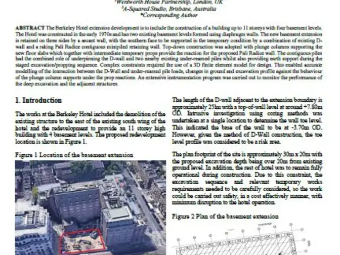 The technical paper from the pali radice work at The Berkeley Hotel,