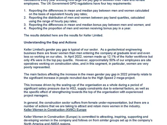 Keller Gender Pay Gap Report 2022