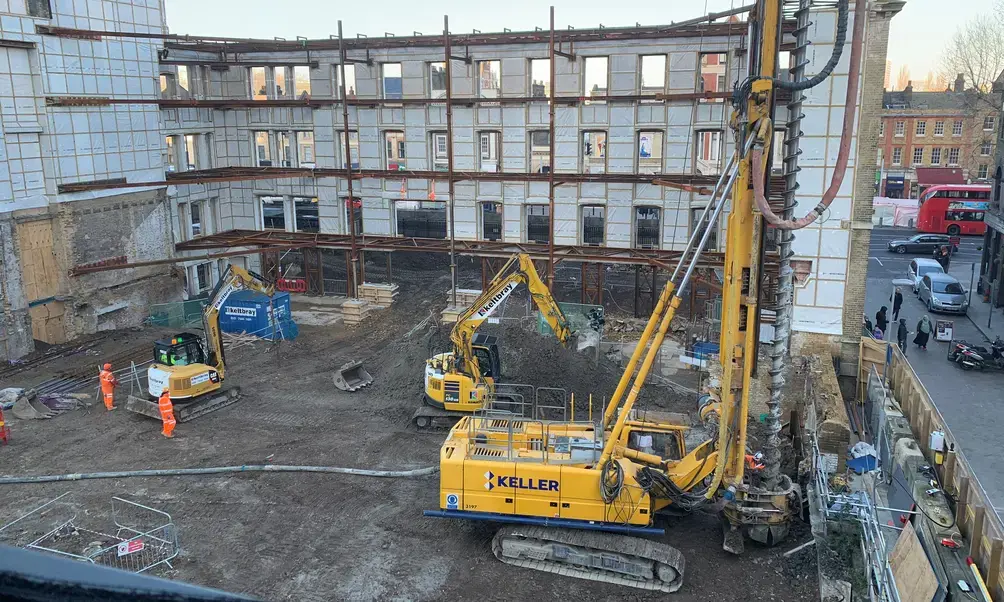 Installing CFA piles for a housing development in Tower Hamlets, London