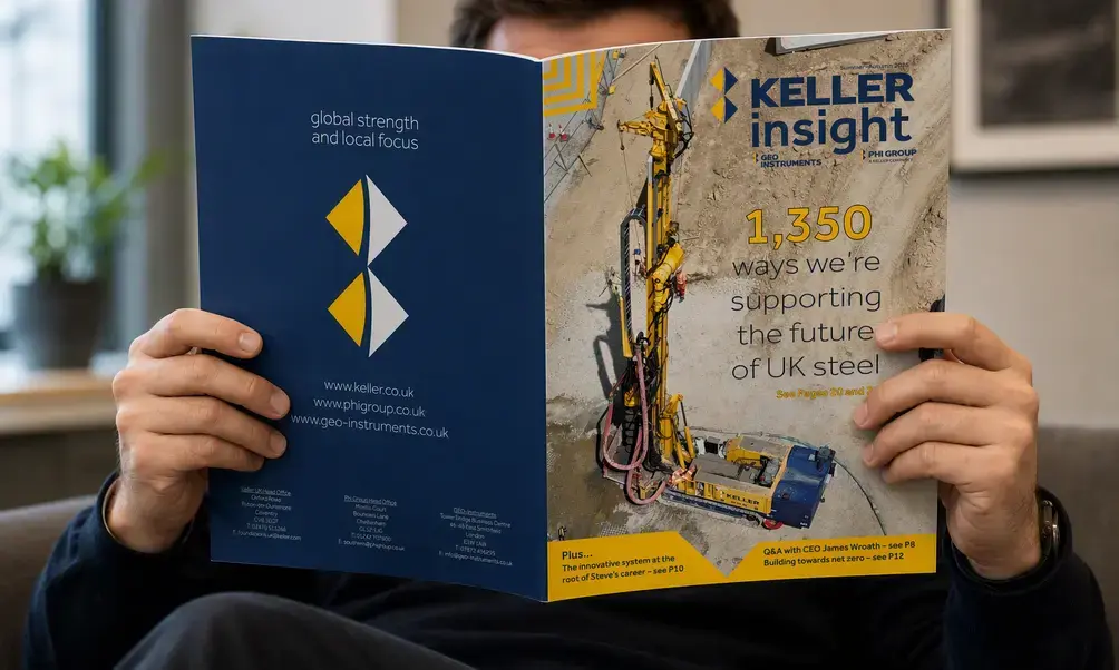 Person reading the Summer-Autumn edition of Keller Insight