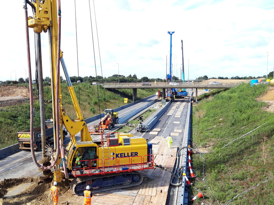 Work on the A13 carriageway during the weekend shutdown