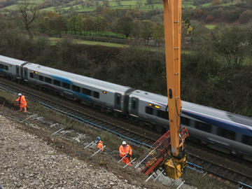 Soil nailing on an embankment near Bamford Station