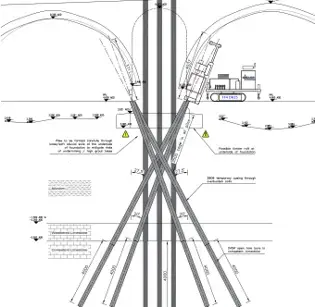 A drawing of the placement of the pali radice piles