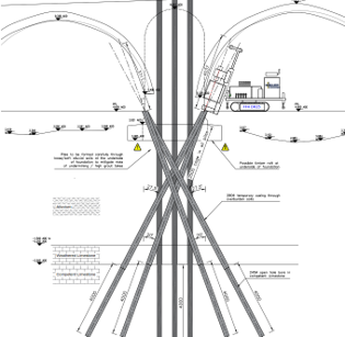 A drawing of the placement of the pali radice piles