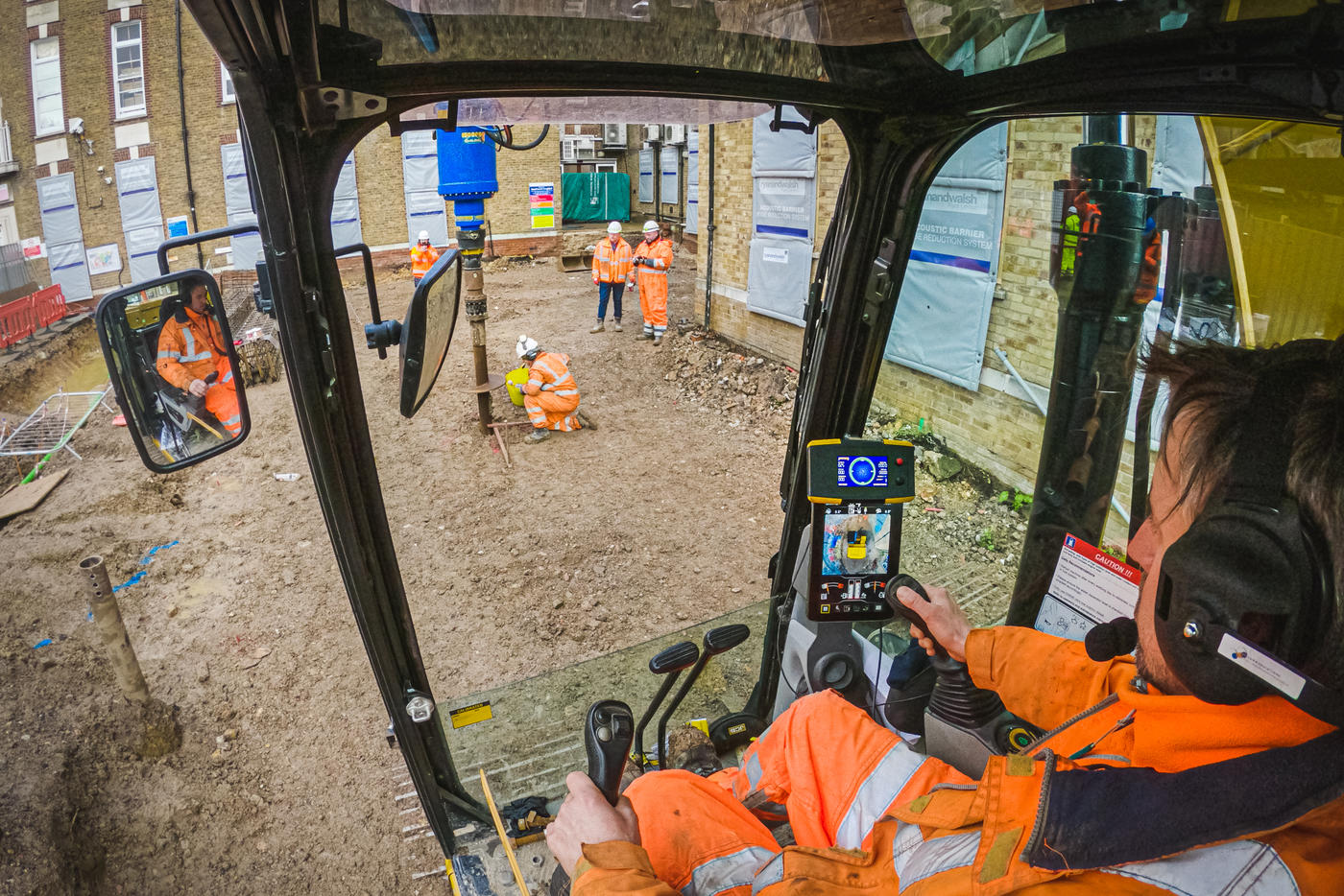 The installation process from inside the cab