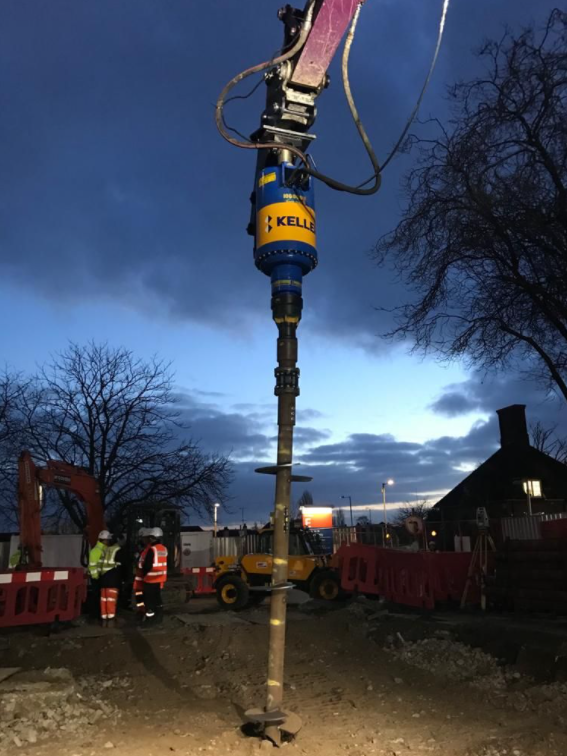 A helical pile is installed using the  100,000 Max torque head attachment
