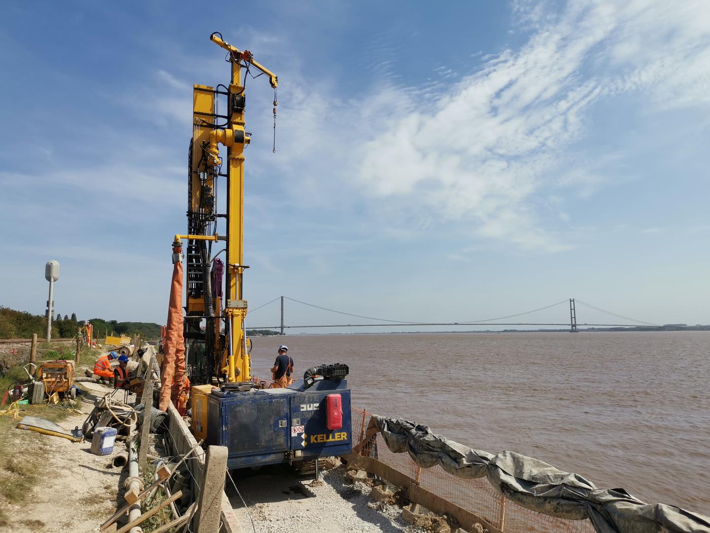 Installing sectional flight auger piles for a contiguous wall at Hessle
