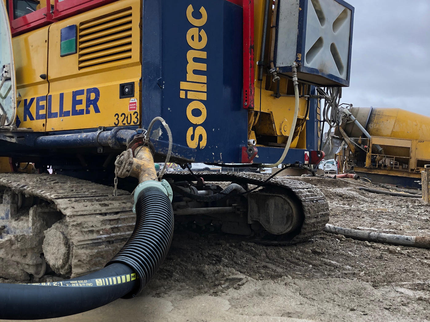 An Anti Kink Hose Spring fitted on the back of a rig