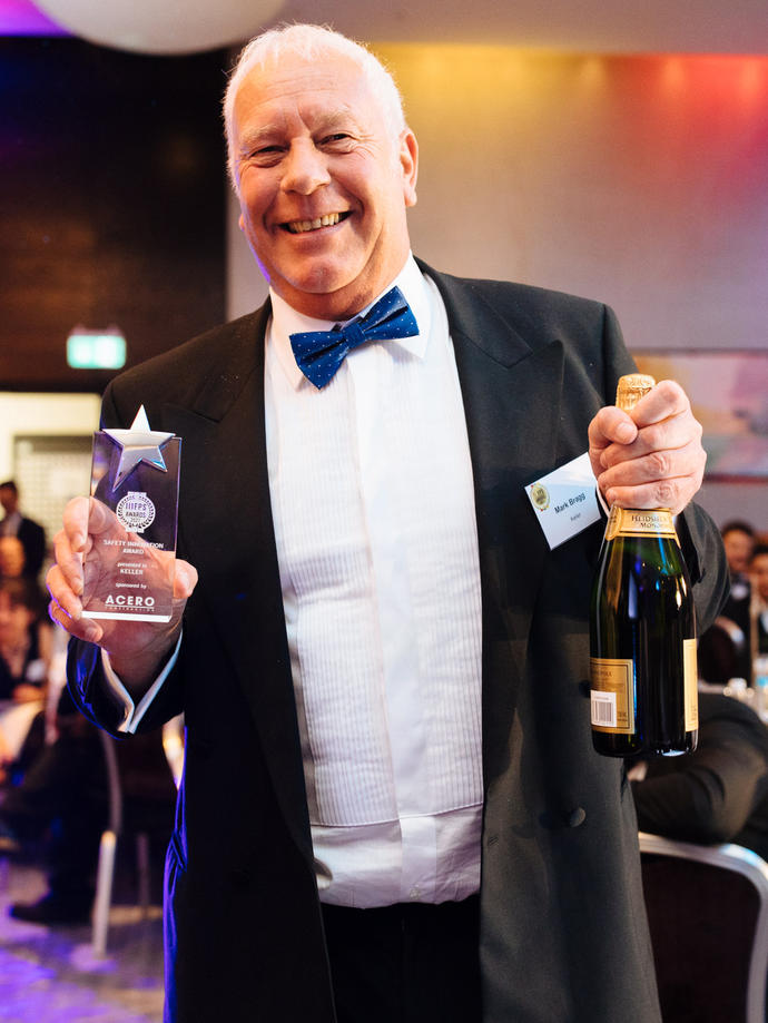 Mark receiving an award for Keller at the FPS Awards 2021
