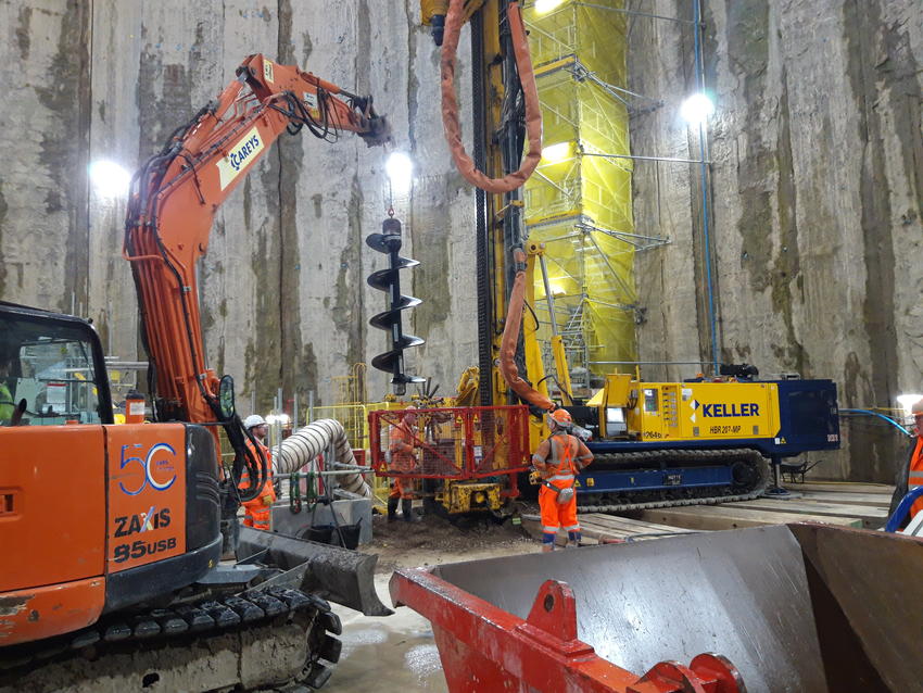 The Keller rig in the service shaft at Woodsmith mine