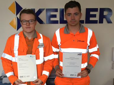 Dominic Ward and Jack Price with their qualifications