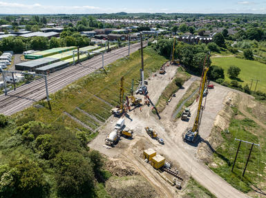 Keller rigs working by the East Coast Mainline