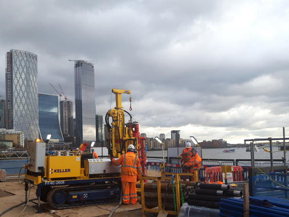 Work at Duke Shore Wharf by the River Thames