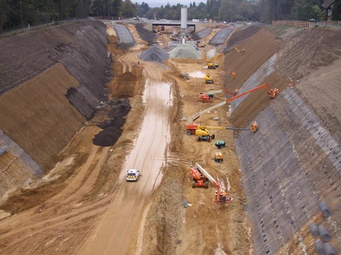 Soil nailing on the A3 at Hindhead