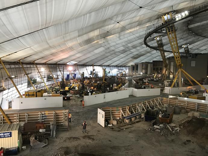 Work going on inside the O2 Arena