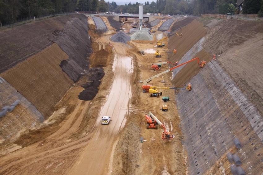 Soil nailing on the A3 at Hindhead