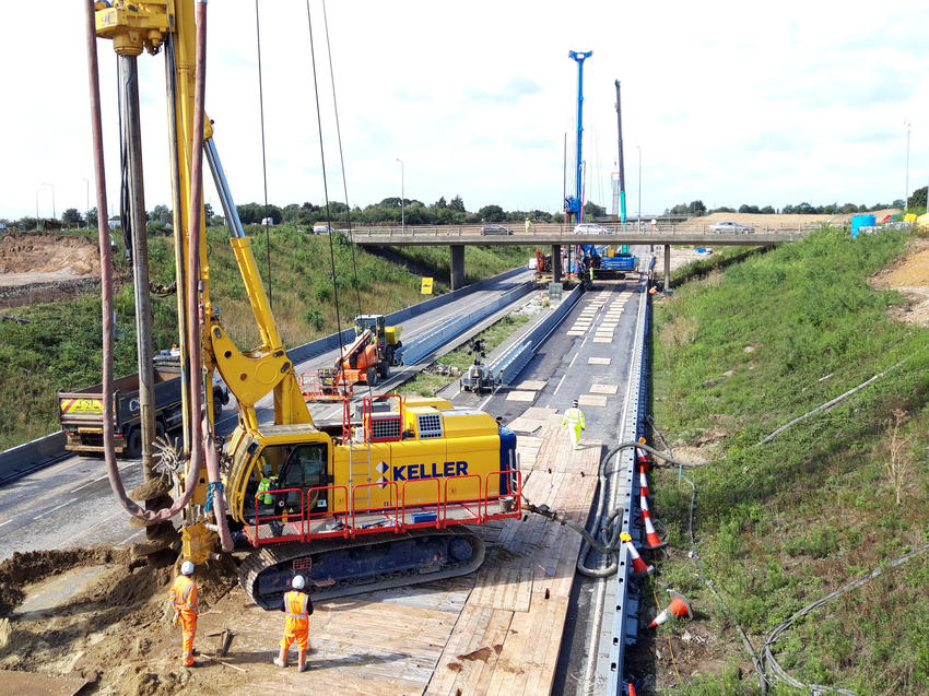 Work on the A13 carriageway during the weekend shutdown